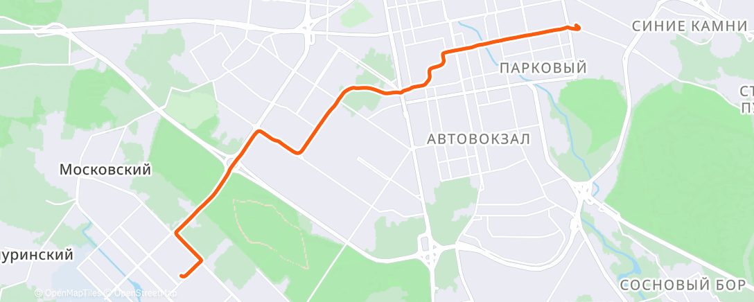 Map of the activity, Вечерний велозаезд