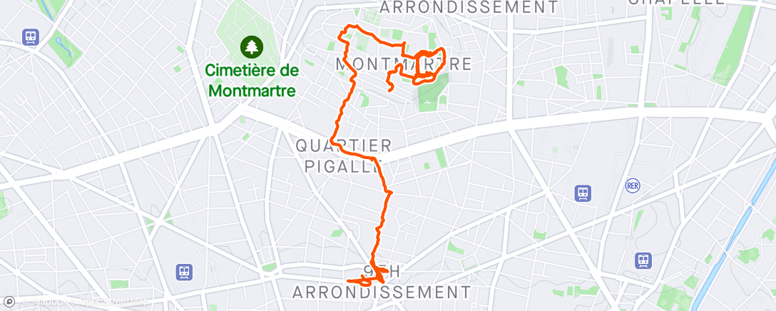 Map of the activity, Montmartre w/Amy