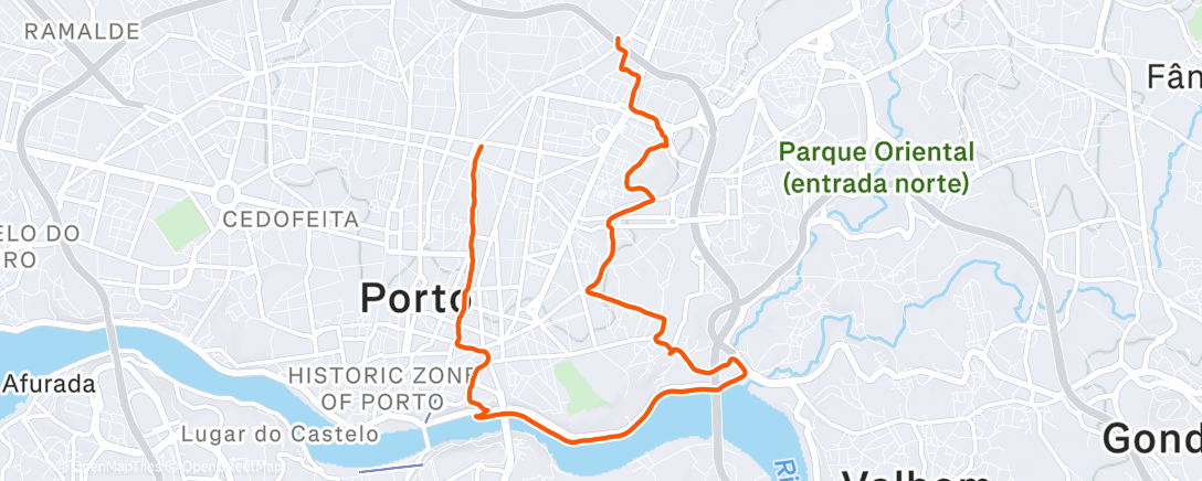 Map of the activity, Afternoon Run