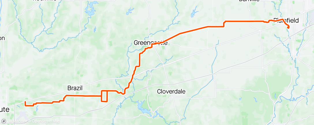 Map of the activity, Plainfield-Terre Haute-Plainfield 200K Brevet