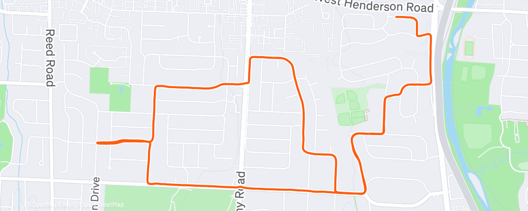 Map of the activity, Base miles in Upper Arlington