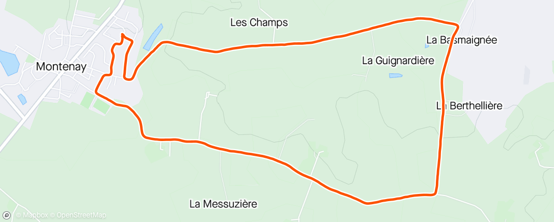Mapa da atividade, Vaudrenne avec 3km objectif 10km