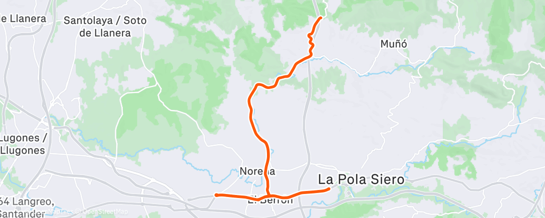 Map of the activity, Bicicleta por la tarde