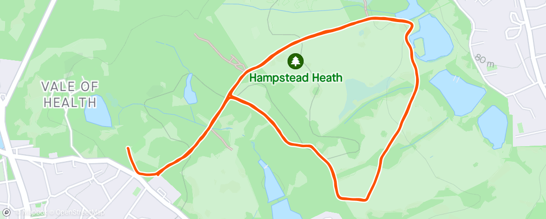Map of the activity, Parkrun Tourism - Hampstead Heath