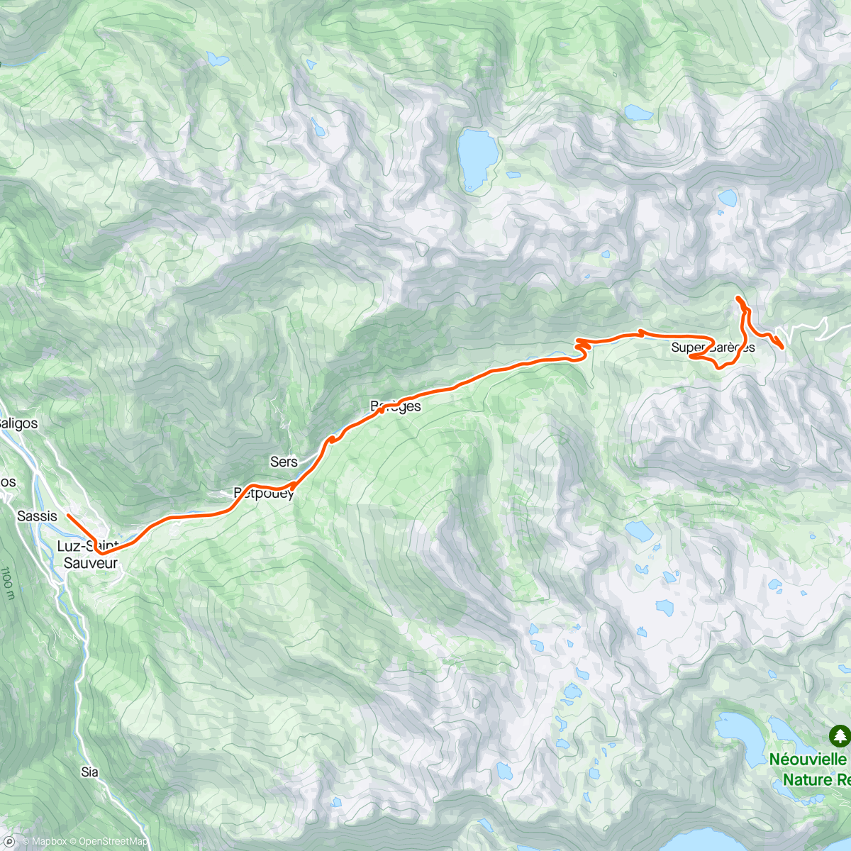 Карта физической активности (ROUVY - Col du Tourmalet Downhill to Luz-St-Sauveur | Pyrenees | France  [Tour de France 2023])