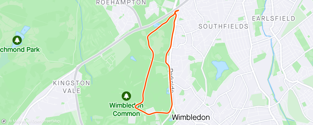 Map of the activity, Wimbledon Common Run