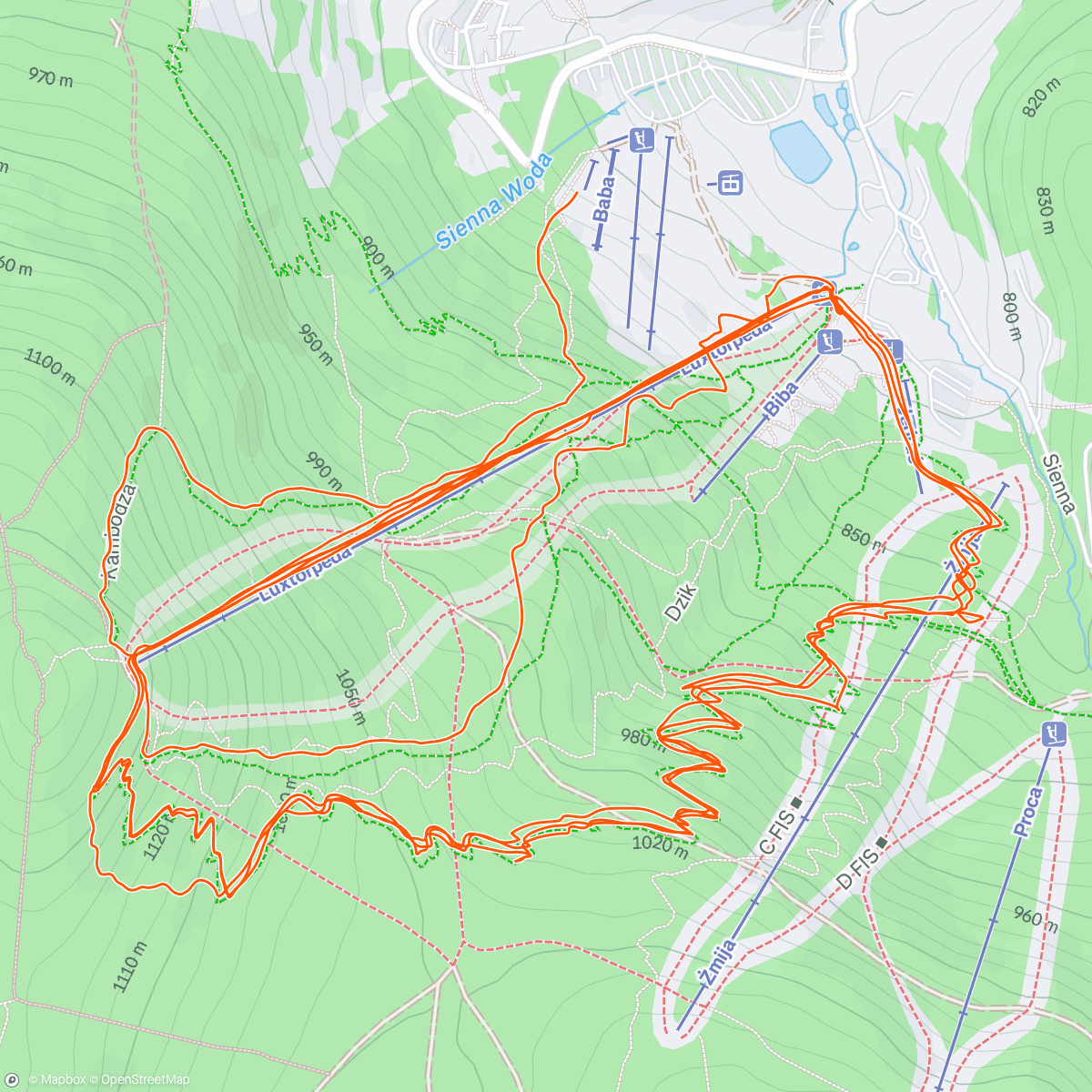 Map of the activity, Czarna Góra