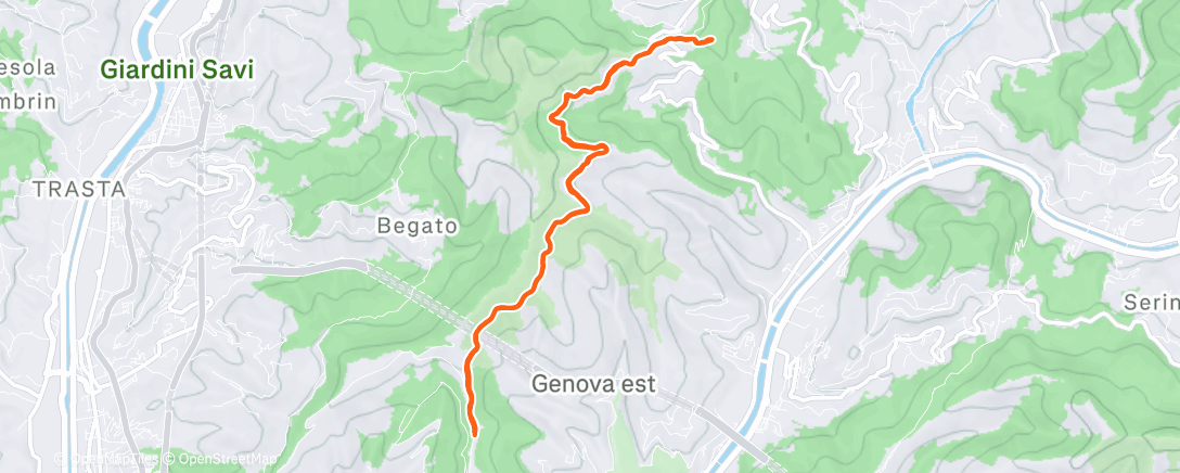 Карта физической активности (A Trensasco poi Monte Bastia e ritorno)