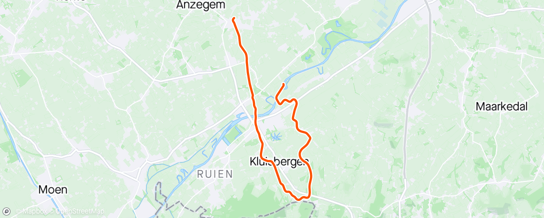 Map of the activity, MyWhoosh - Kluisbergen