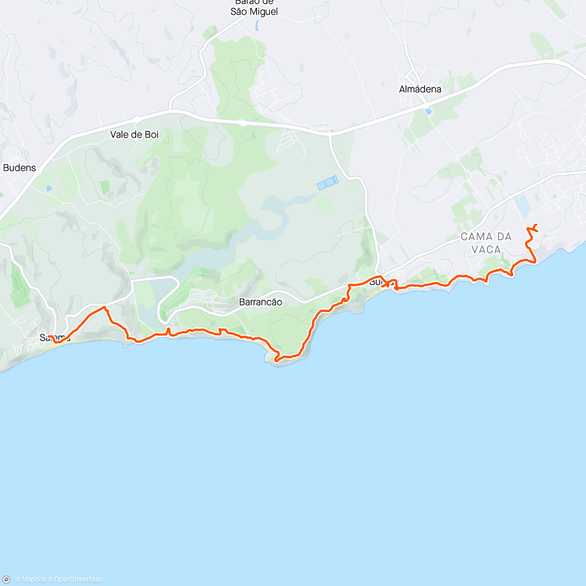 Karte der Aktivität „Wandeling van Luz naar Salema (tip van Arjan) en verse vis bij O Lourenço (tip van Martijn en Cisca)”