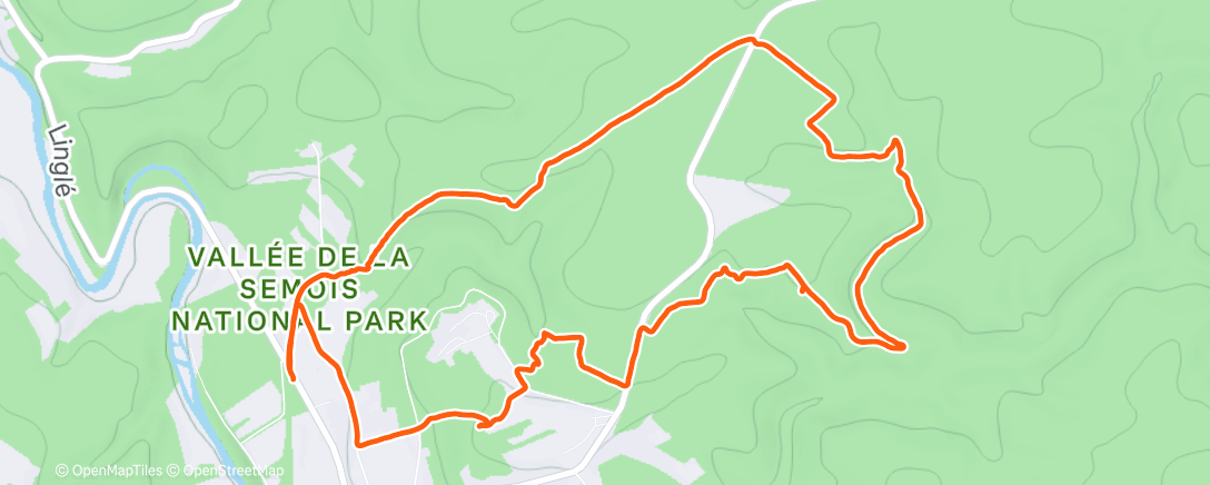 Map of the activity, Course à pied le midi