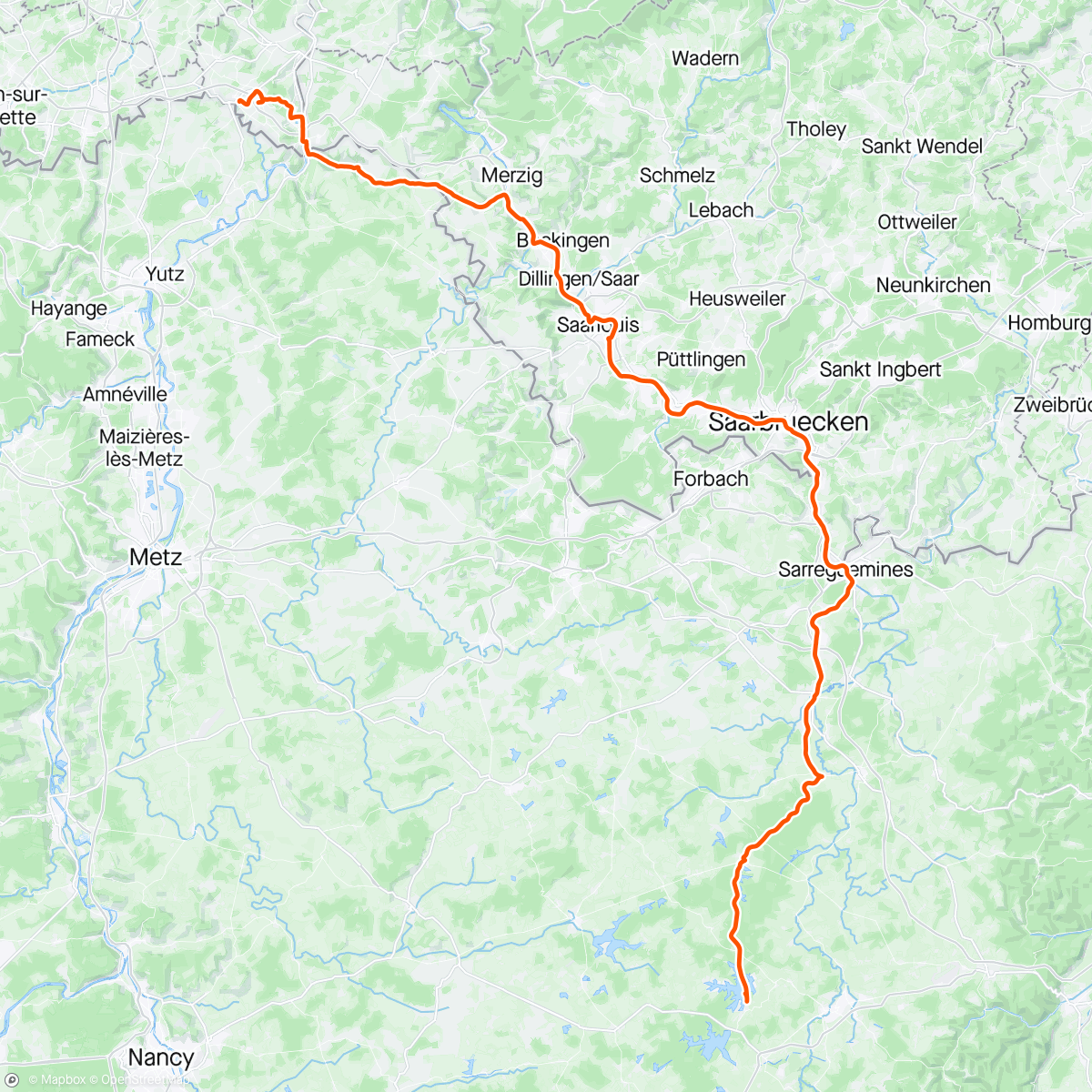 Map of the activity, Kos to London stage 11: Kerprich aux bois to Mondorf les bains (Lux)