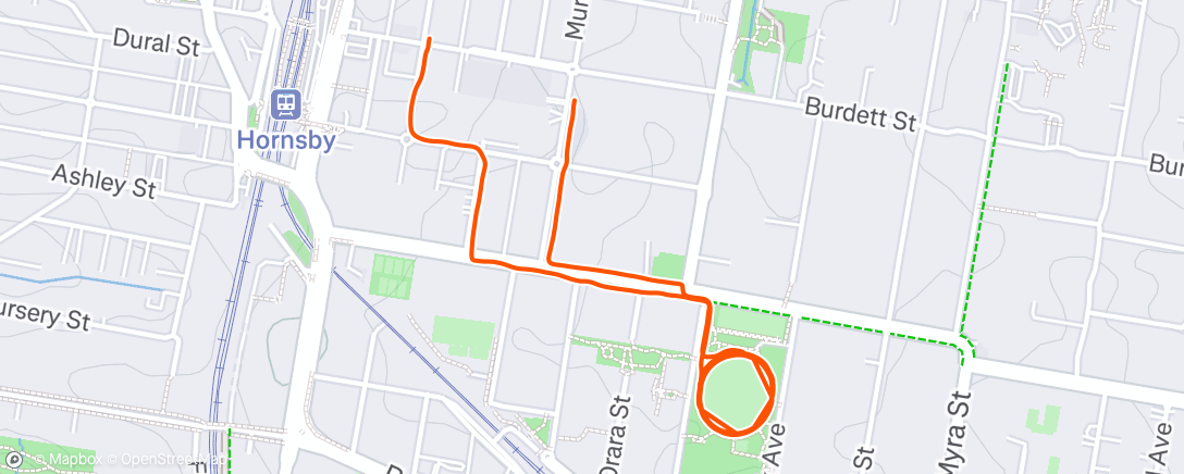 Map of the activity, Evening Run