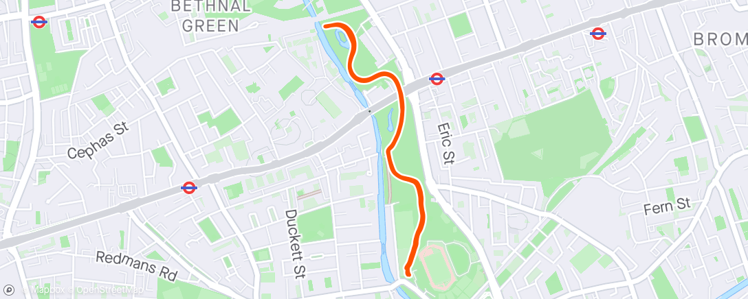 Map of the activity, 24/030, Mile End Parkrun Pos.286
