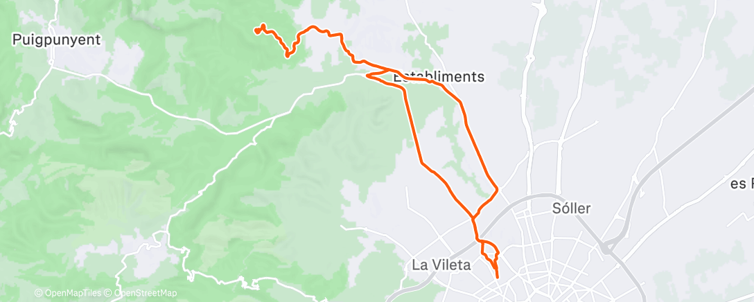 Map of the activity, Bicicleta de montaña matutina