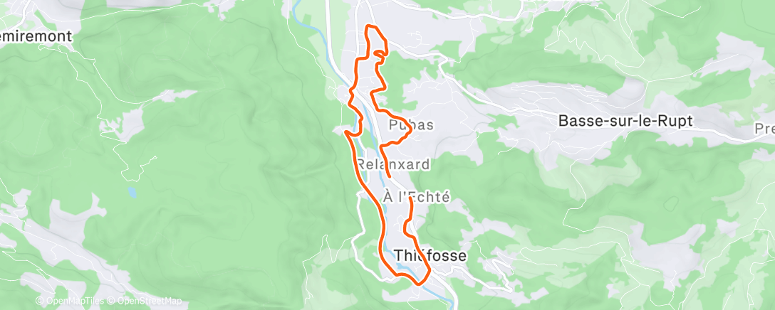 Map of the activity, Course à pied le midi