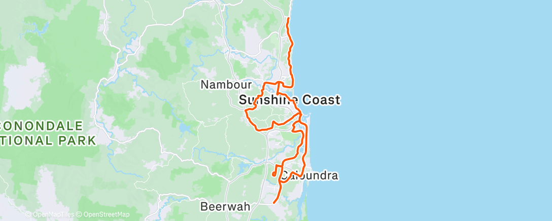 Map of the activity, Cycling