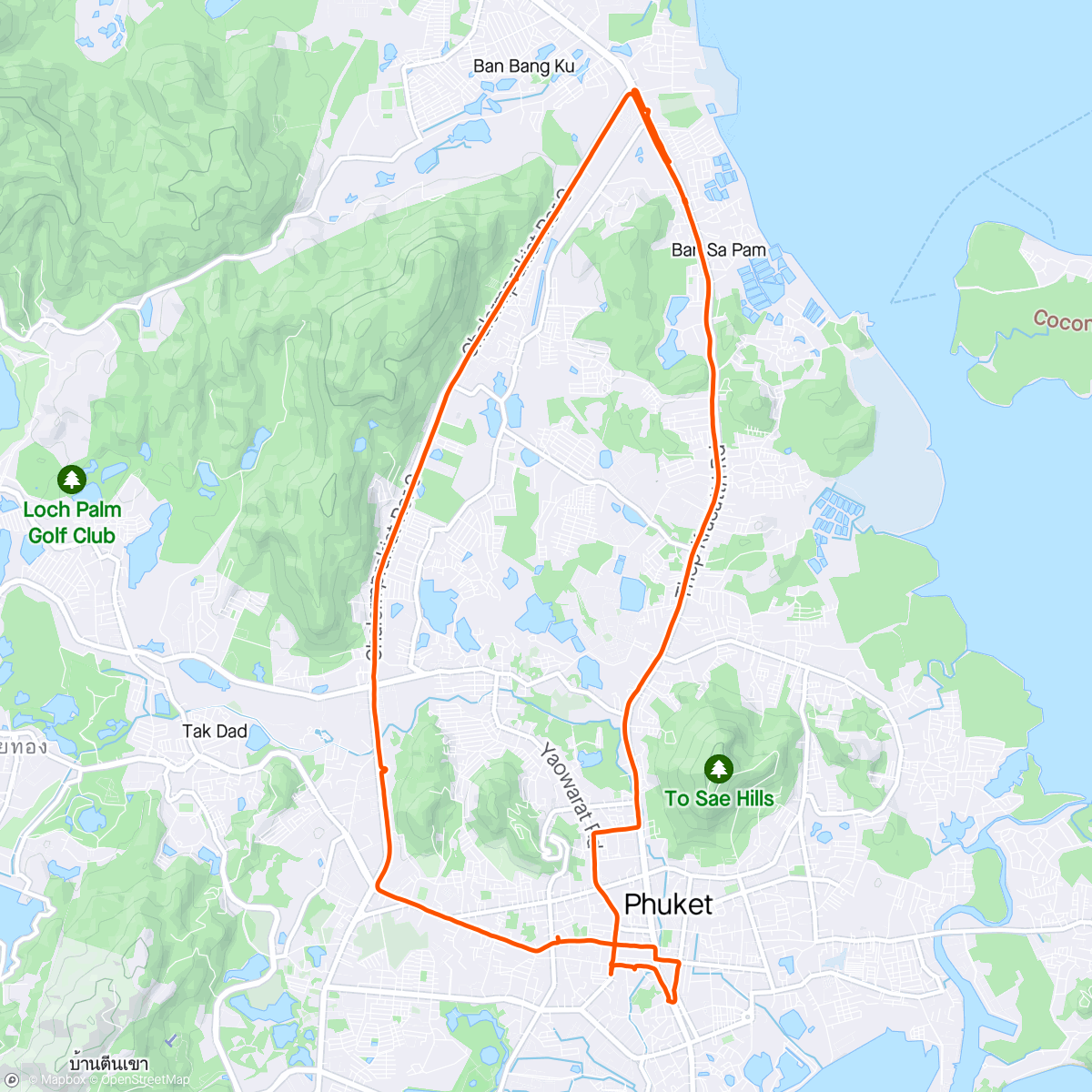 Mapa de la actividad (Phuket Cycle Day 2 😊 今天去Old Phuket Town绕圈圈，等下就出海玩 🏄‍♂️🚤)