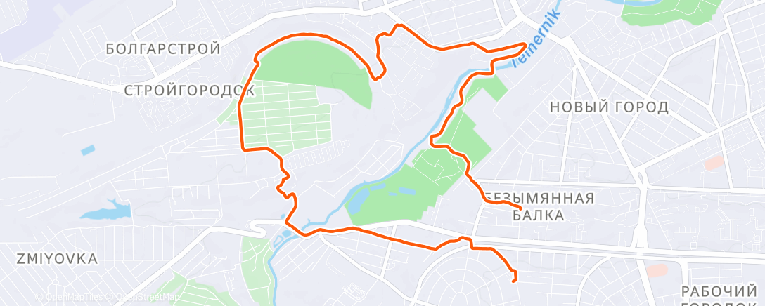 Map of the activity, Afternoon Run