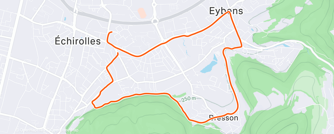 Карта физической активности (Course à pied le midi)