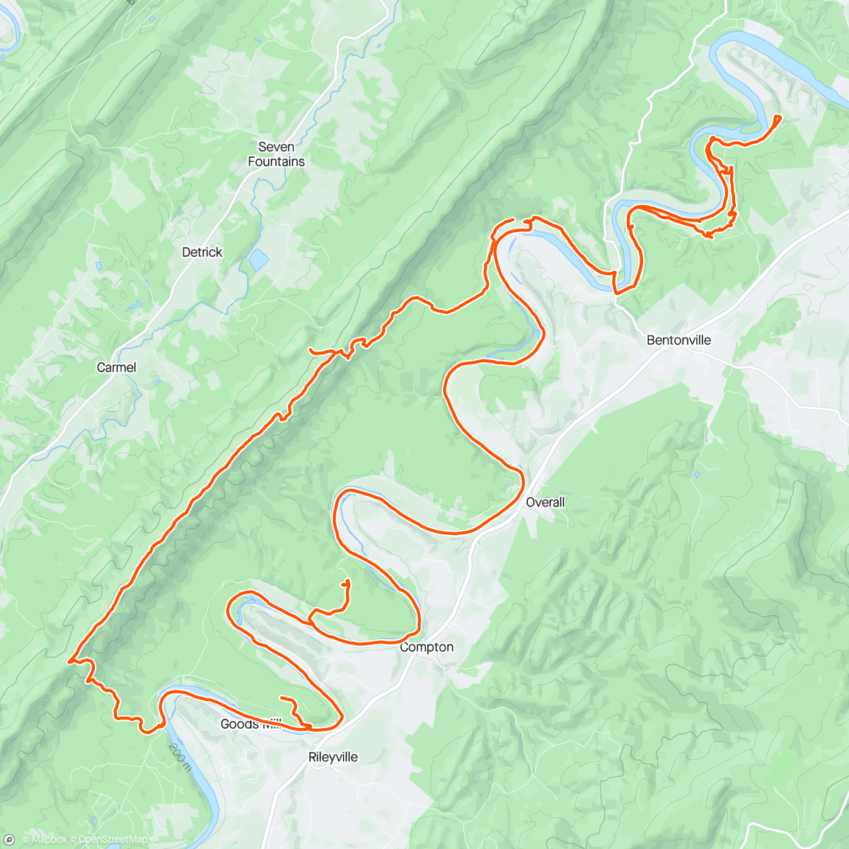 Map of the activity, Shenandoah Epic Adventure Race