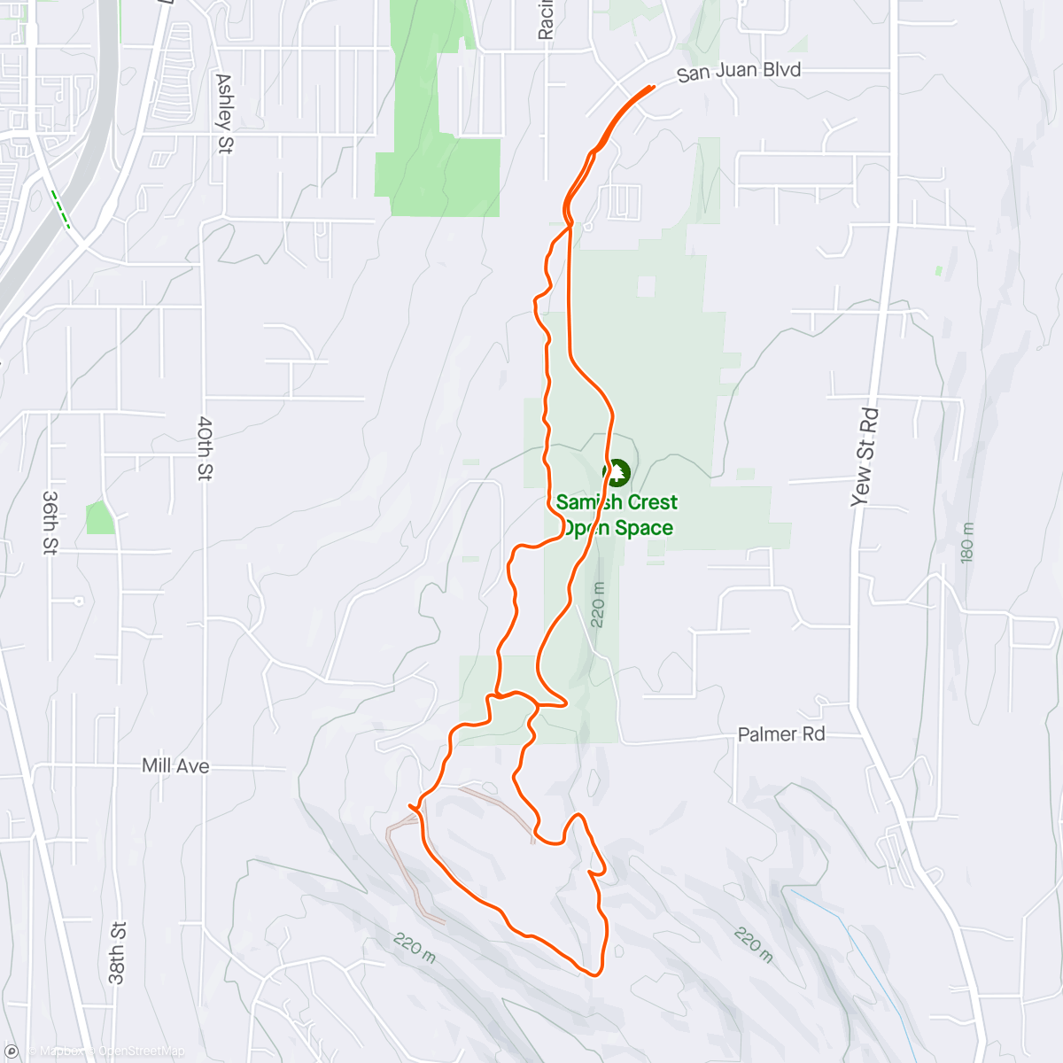 Map of the activity, Sunday Crest