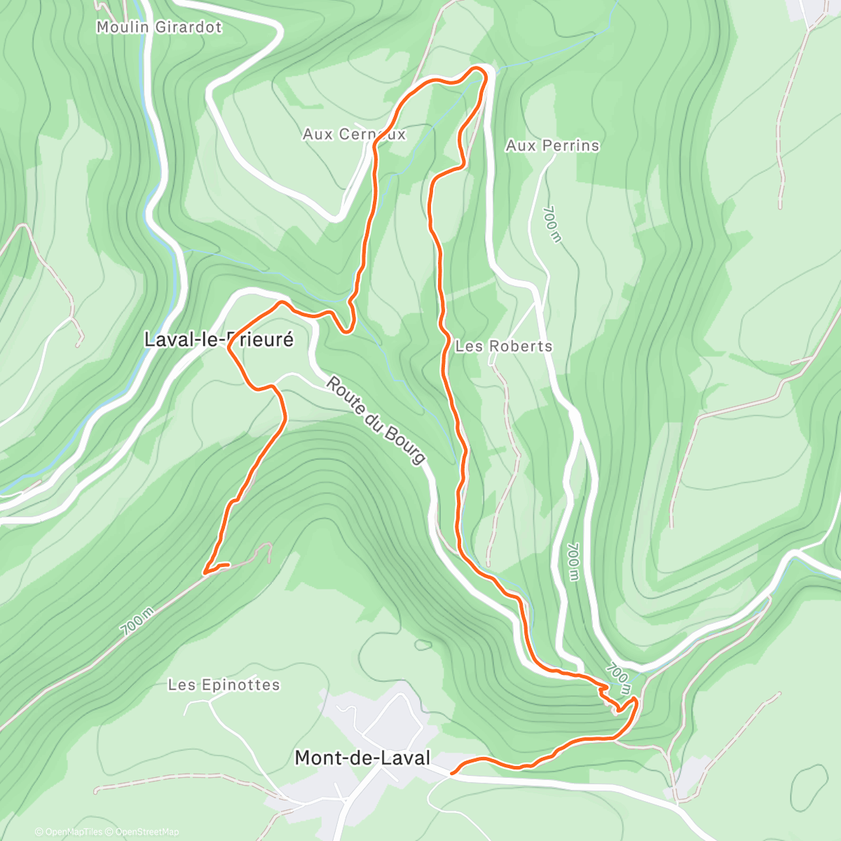 Map of the activity, Trail le midi