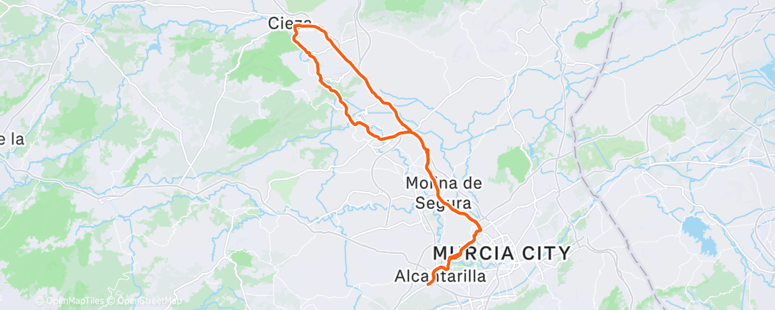 Mappa dell'attività Bicicleta por la mañana
