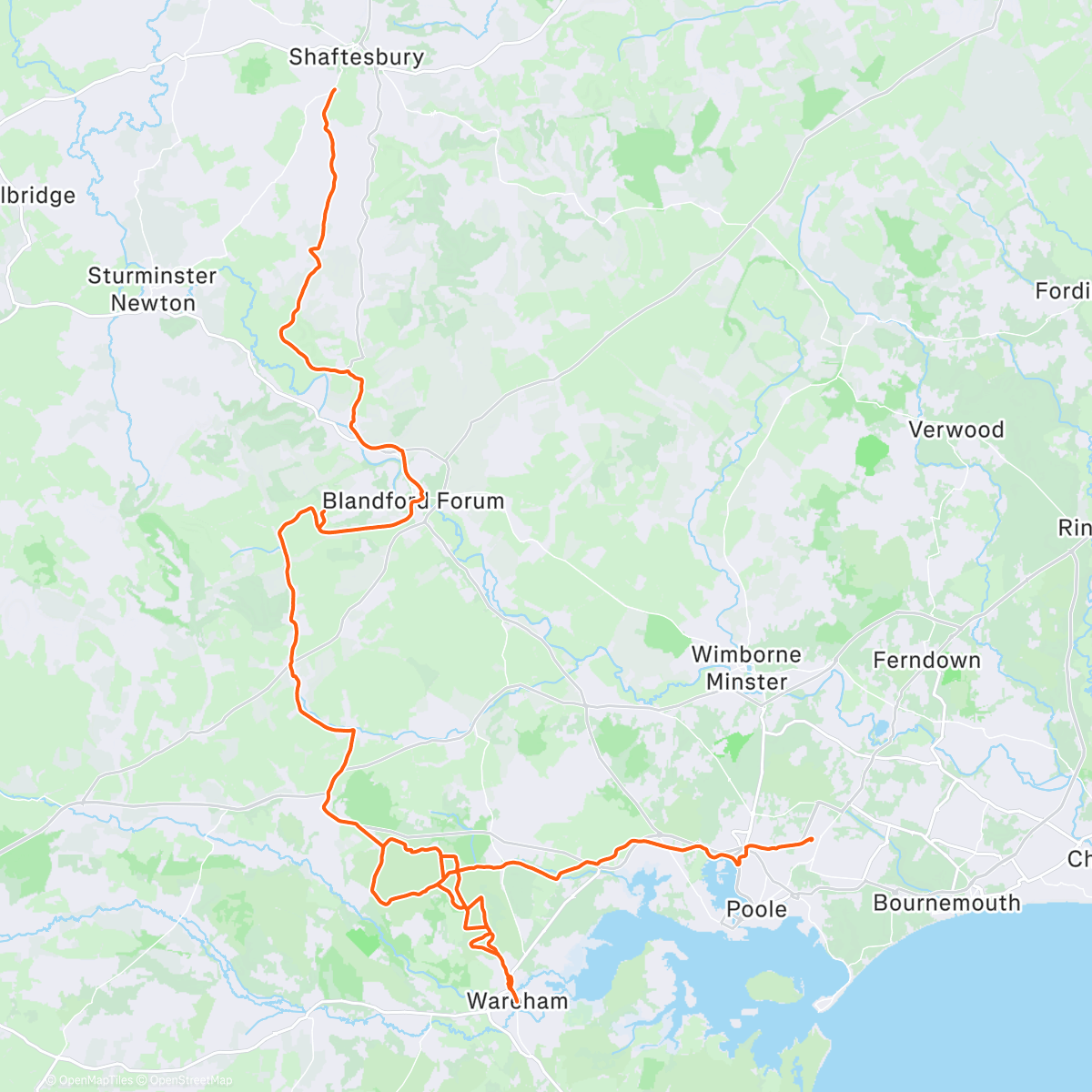 Map of the activity, Lunch Ride