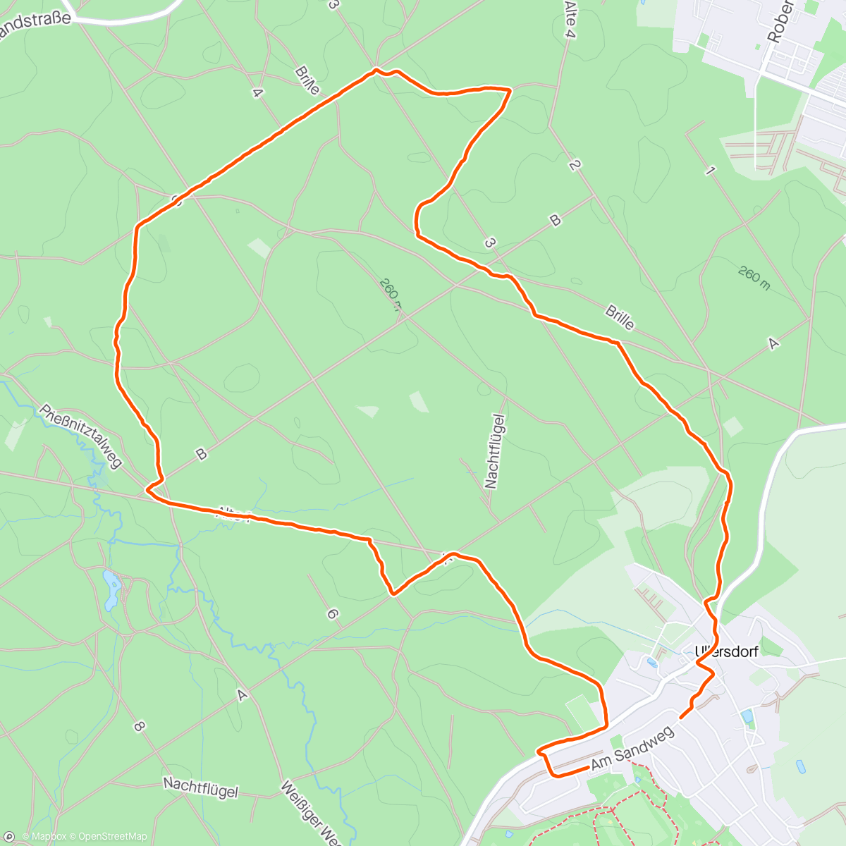 Map of the activity, Abendspaziergang durch die Heide