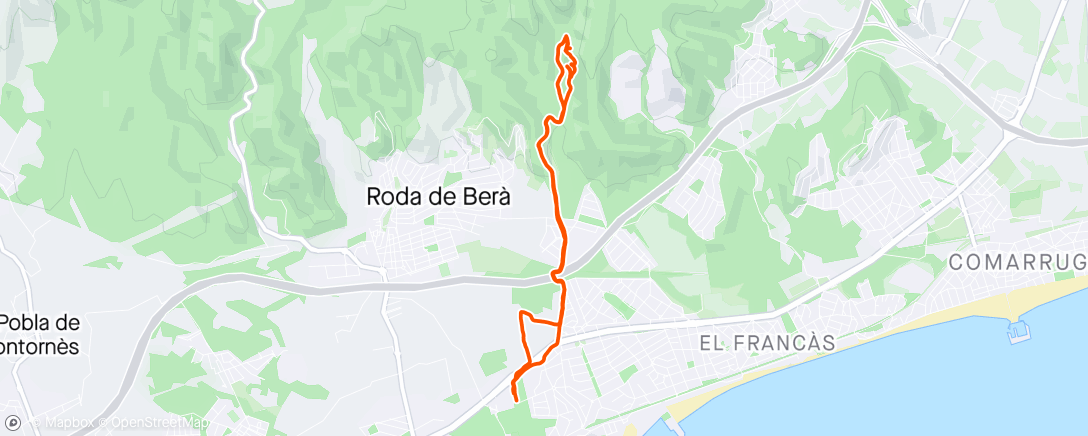 Map of the activity, Caminata + grimpada