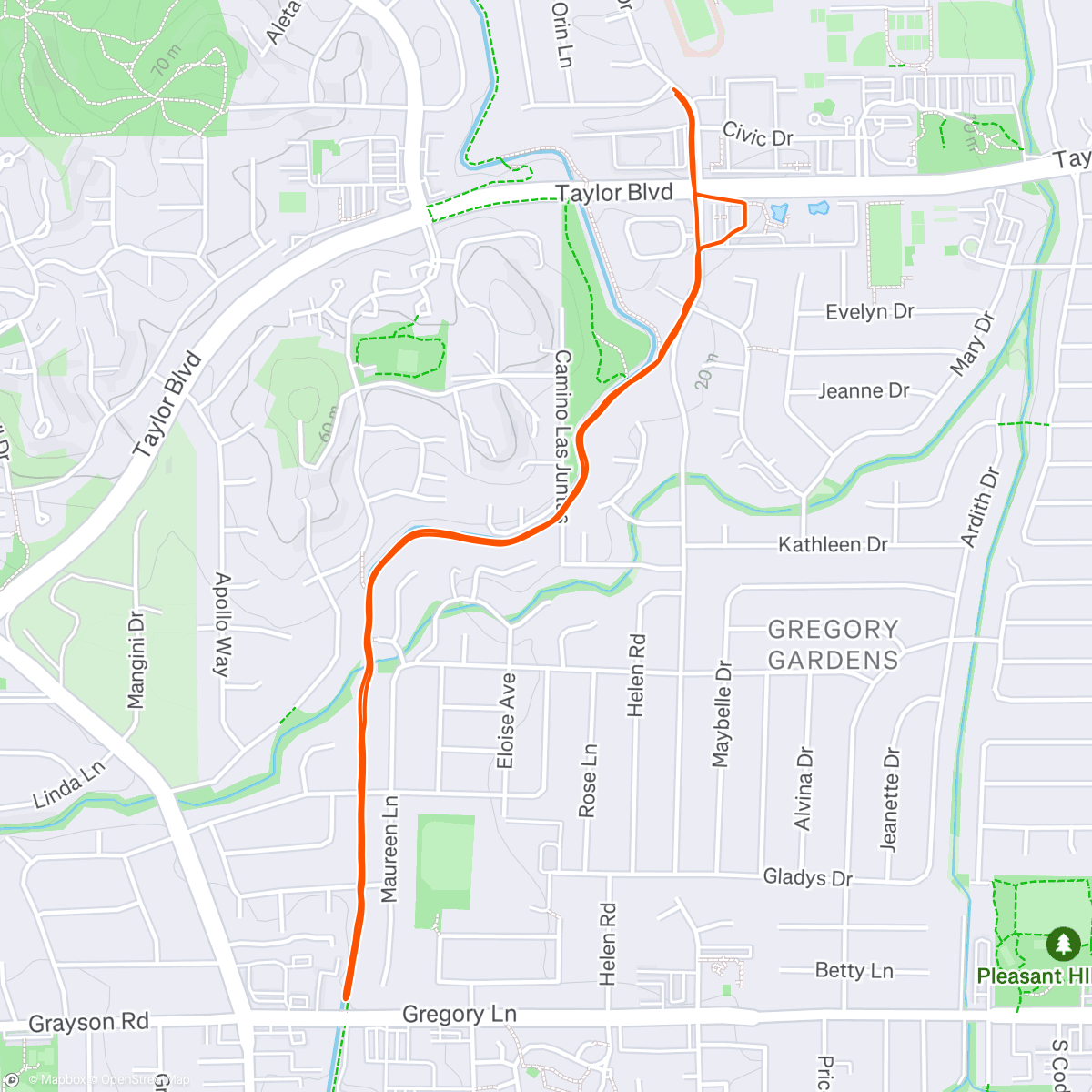 Map of the activity, Contra Costa Canal Trail - Runmeter