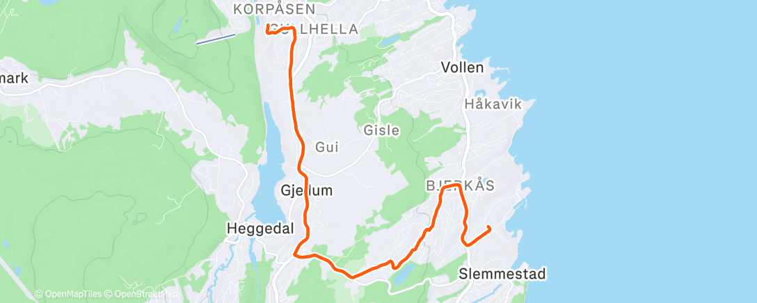 Map of the activity, Afternoon Run