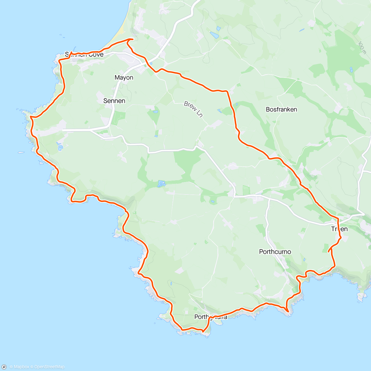 Карта физической активности (Some beautiful bits of coast path, and then Lands End)