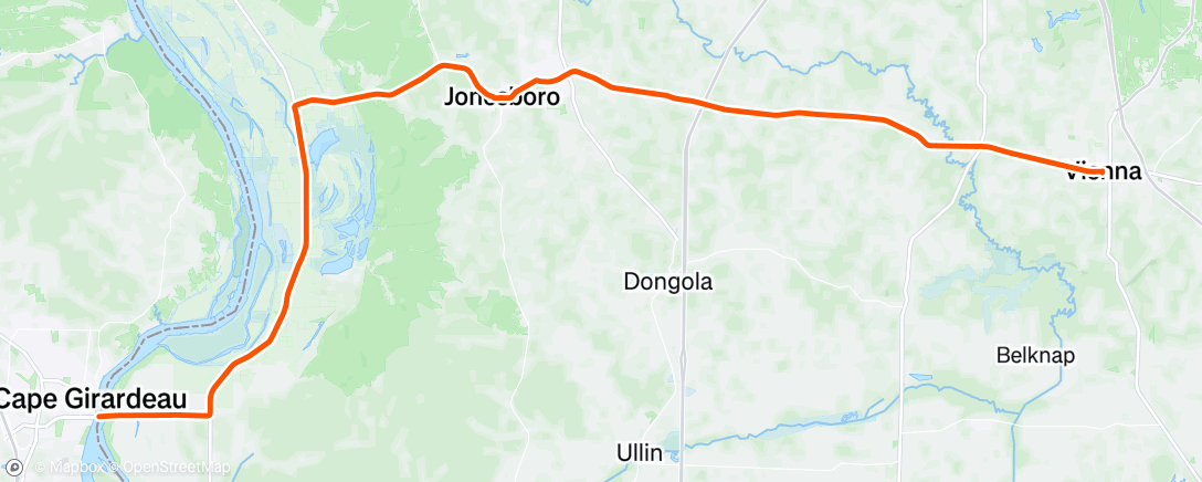 Map of the activity, Day 1 and  44.25 miles of 400