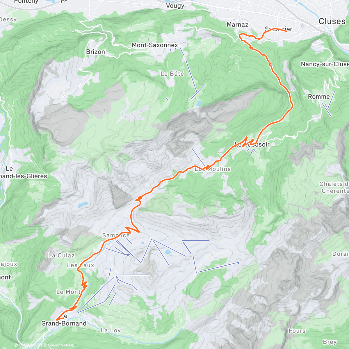 Map of the activity, ROUVY - Col de la Colombière | France