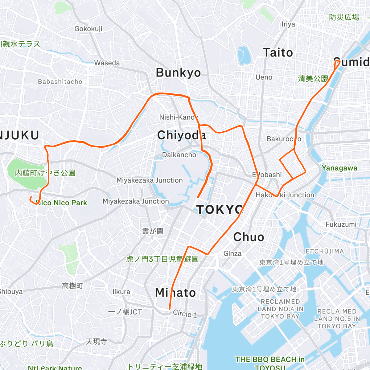 Map of the activity, ROUVY - Tokyo - 42 km | Japan🥷