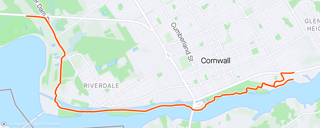 Mapa da atividade, St. Lawrence Half Marathon
