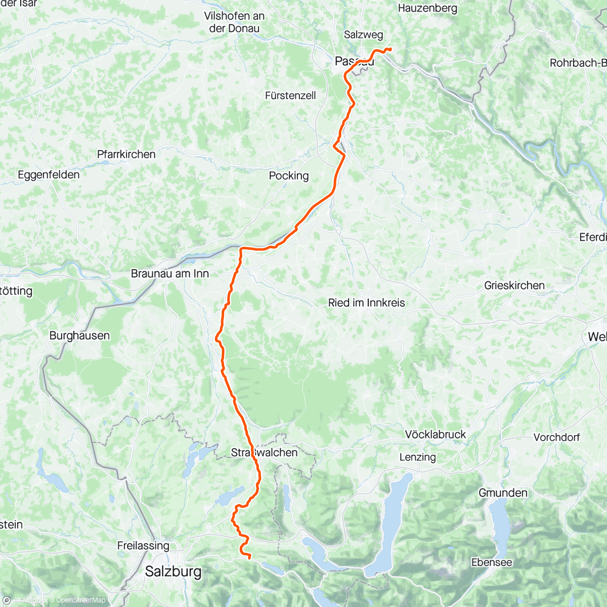 Map of the activity, Gravel-Fahrt zum Fuschlsee