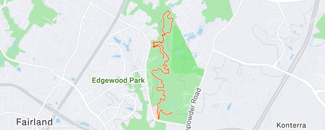 Map of the activity, Forgot-to-Start-Strava-at-the-Beginning Fairland Mtn Bike Ride