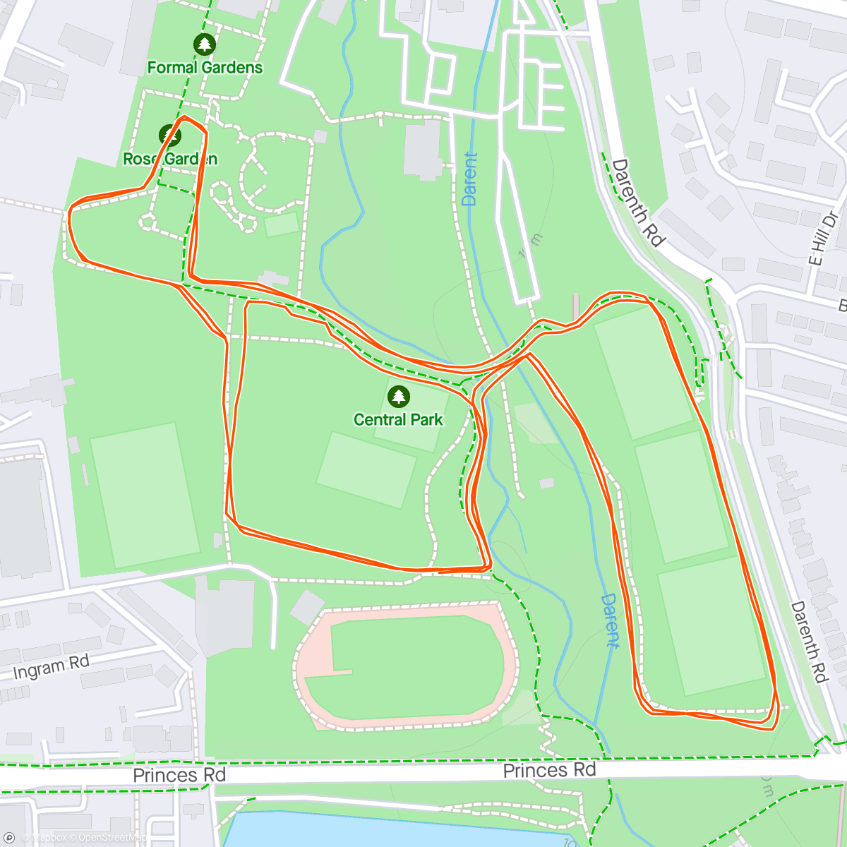 Map of the activity, 250th parkrun