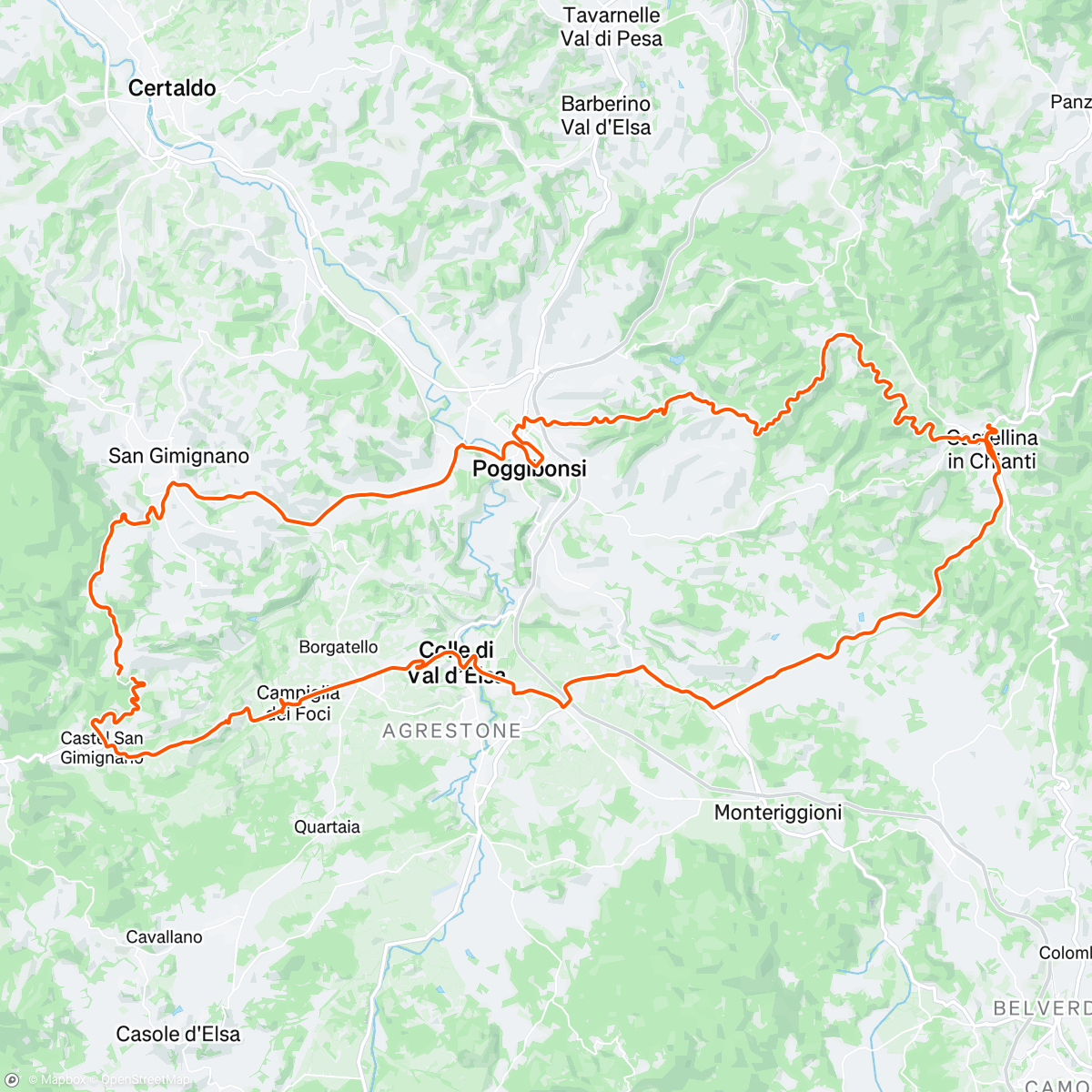 Map of the activity, Naar de Chianti
