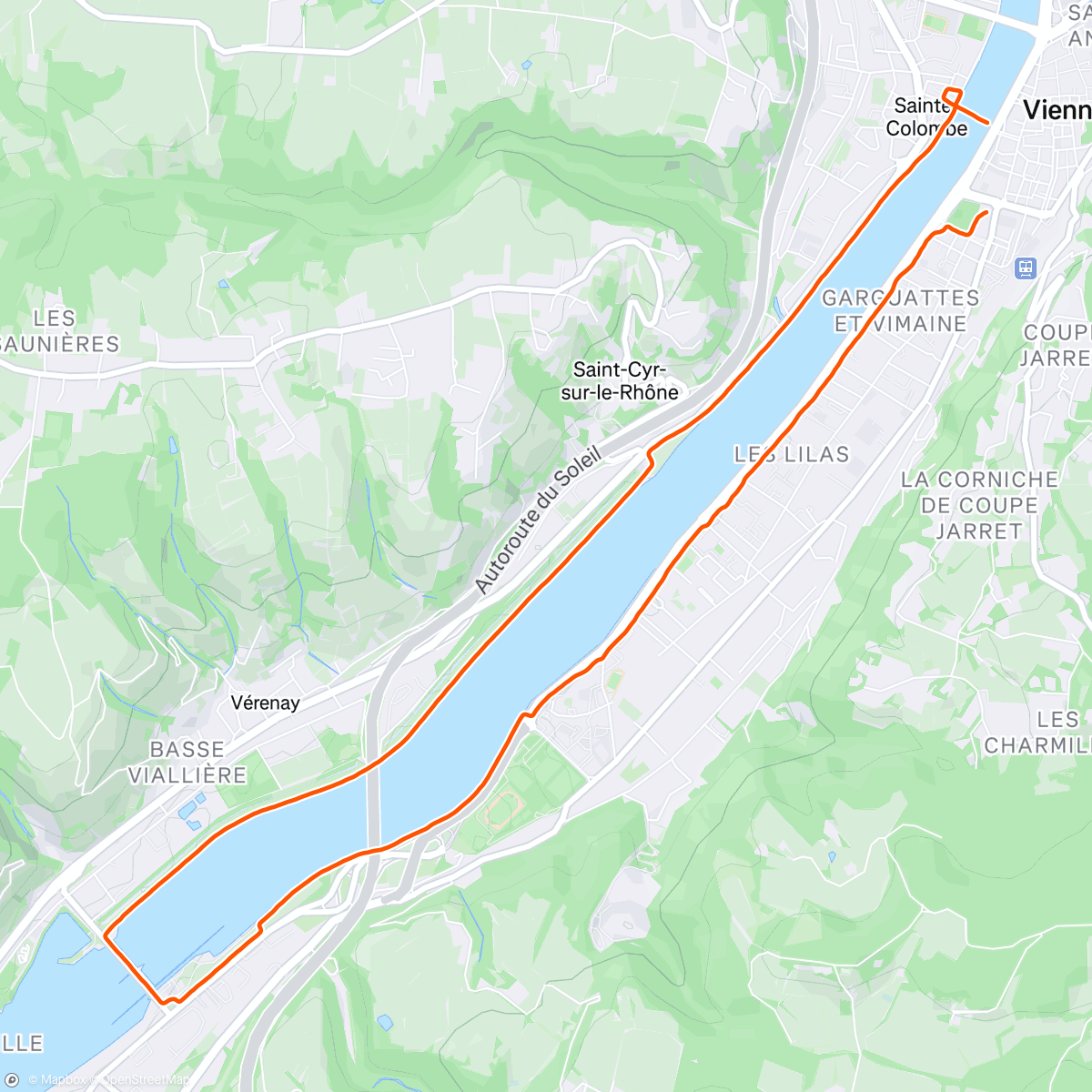 Map of the activity, Course à pied dans l'après-midi