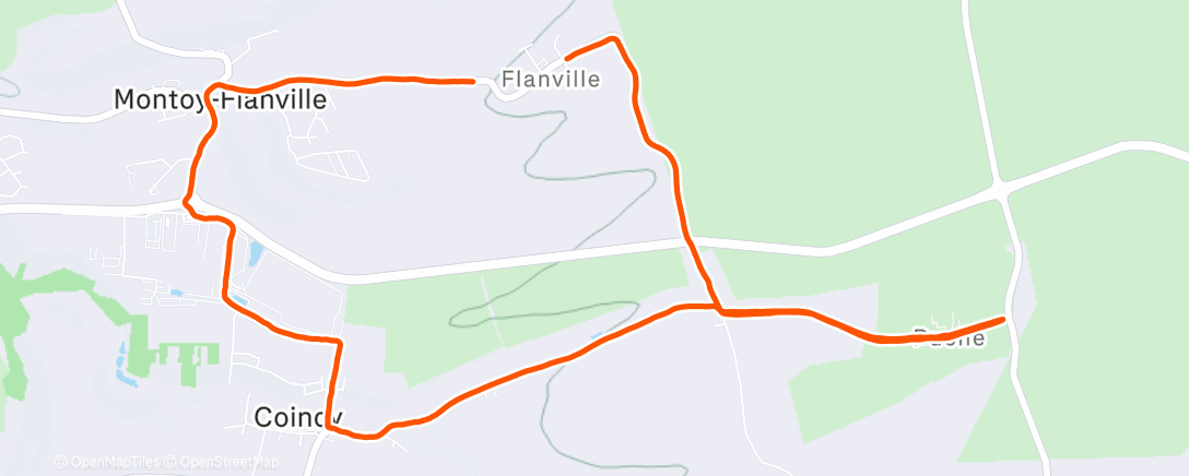 Карта физической активности (Course à pied dans l'après-midi)