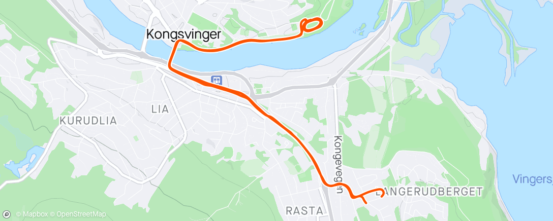 Map of the activity, Recovery run after last nights 7hours roadtrip back to Norway 🥸4x800m🥳