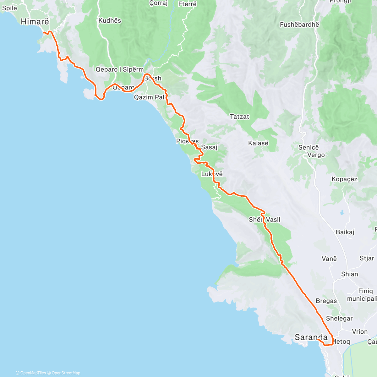 Карта физической активности (Day 3 - Himare Sarande)