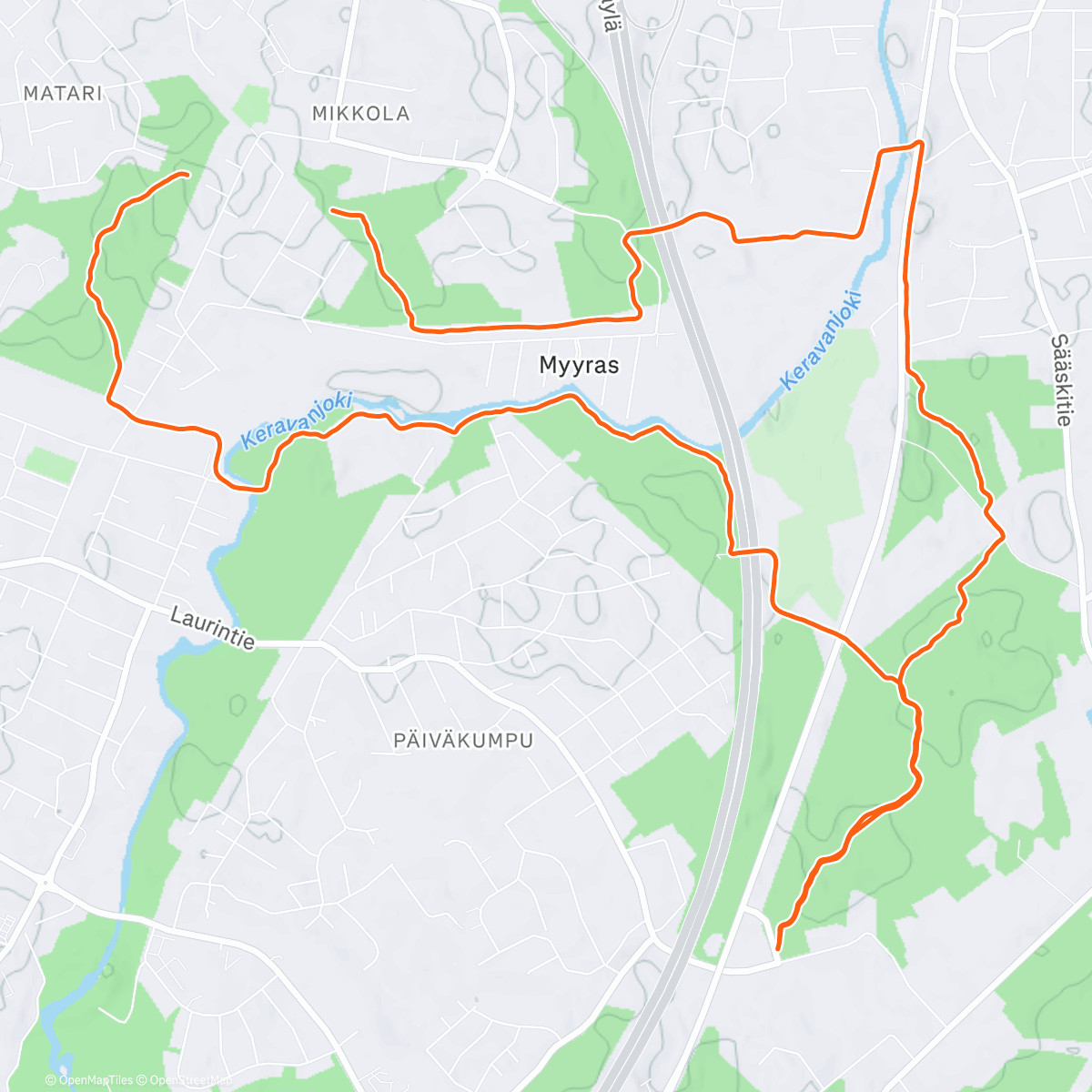 Map of the activity, Afternoon Trail Run