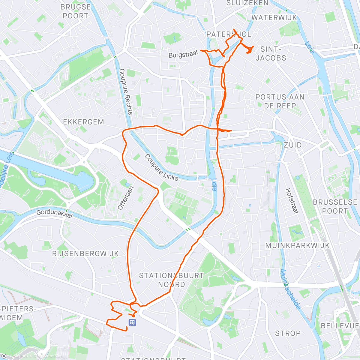 Map of the activity, Ghent stroll