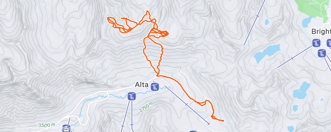 Map of the activity, Skiing