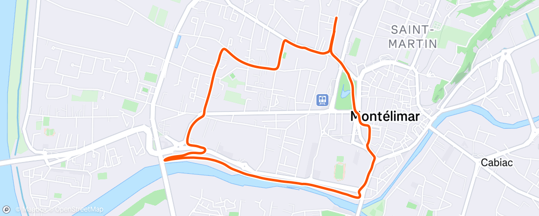Map of the activity, Course à pied en soirée